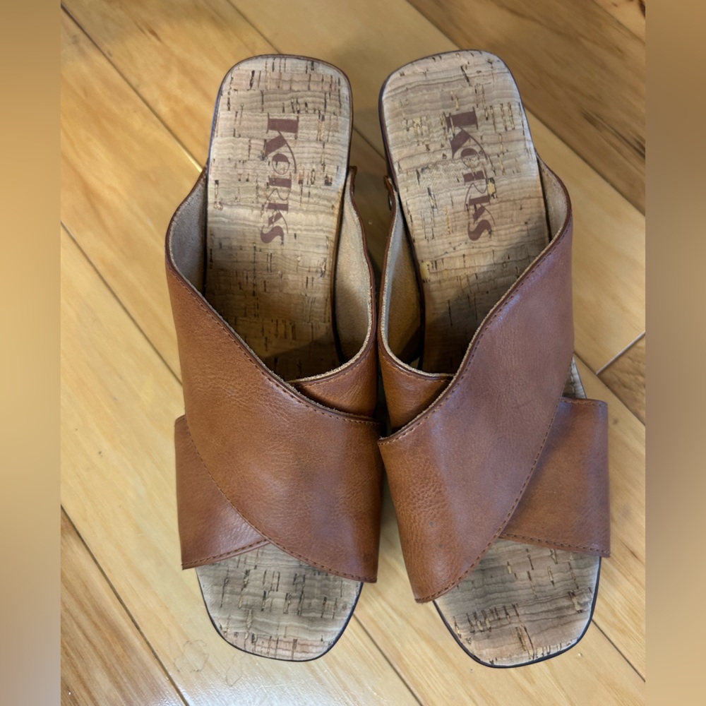 Kork Ease Korks women’s Lynda Tan Leather Clog Heels - Stylish Slip-On Mules - Picture 5 of 11
